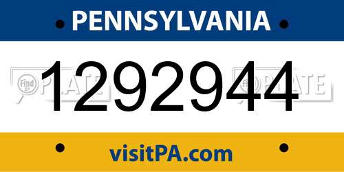 1292944 Pennsylvania License Plate