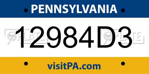12984D3 Pennsylvania License Plate
