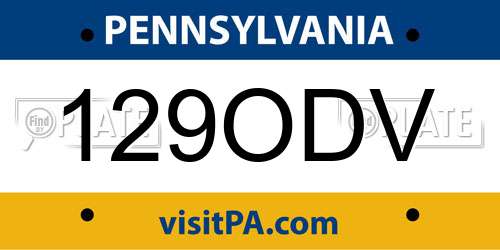 129ODV Pennsylvania License Plate