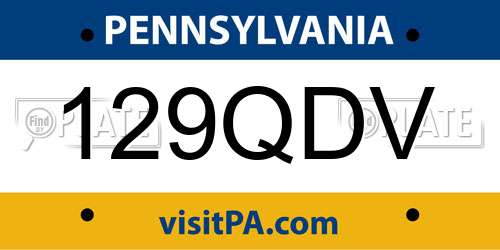 129QDV Pennsylvania License Plate