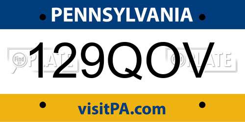 129QOV Pennsylvania License Plate