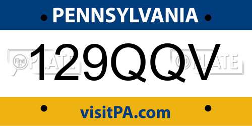 129QQV Pennsylvania License Plate