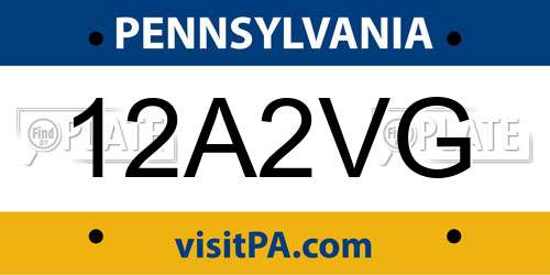 12A2VG Pennsylvania License Plate