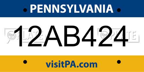 12AB424 Pennsylvania License Plate