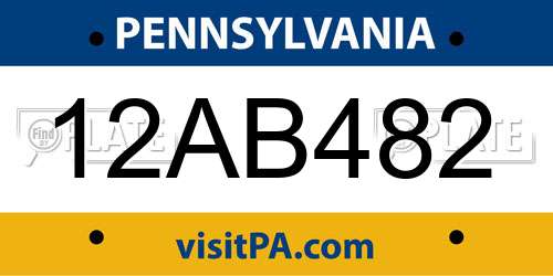 12AB482 Pennsylvania License Plate