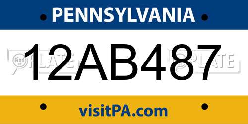 12AB487 Pennsylvania License Plate