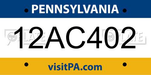 12AC402 Pennsylvania License Plate