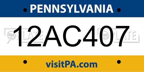 12AC407 Pennsylvania License Plate