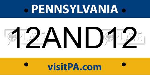 12AND12 Pennsylvania License Plate