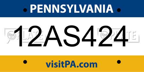 12AS424 Pennsylvania License Plate