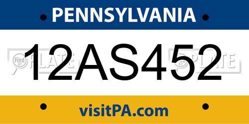 12AS452 Pennsylvania License Plate