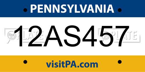 12AS457 Pennsylvania License Plate