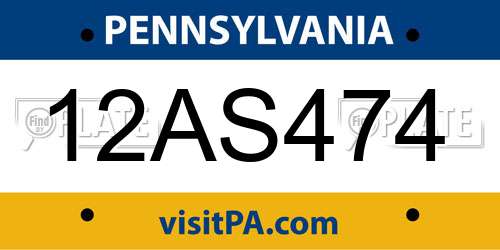 12AS474 Pennsylvania License Plate