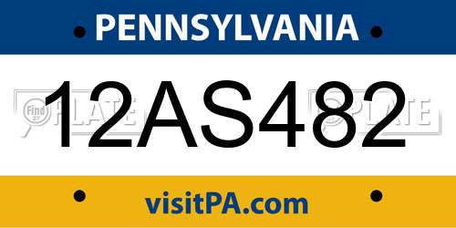 12AS482 Pennsylvania License Plate