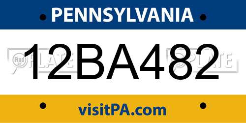 12BA482 Pennsylvania License Plate