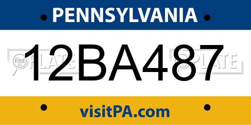 12BA487 Pennsylvania License Plate