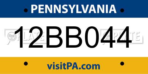 12BB044 Pennsylvania License Plate