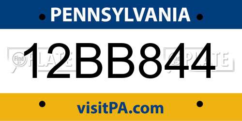 12BB844 Pennsylvania License Plate