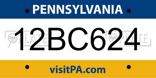 12BC624 Pennsylvania License Plate