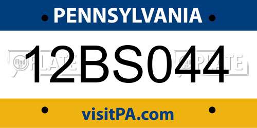 12BS044 Pennsylvania License Plate