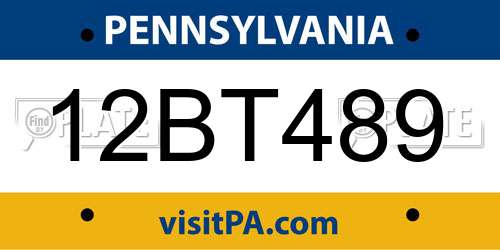 12BT489 Pennsylvania License Plate
