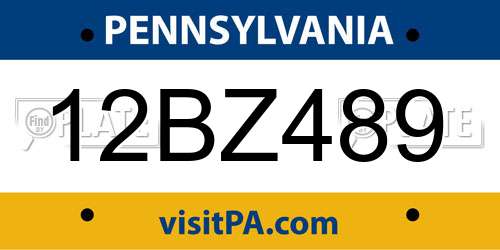 12BZ489 Pennsylvania License Plate