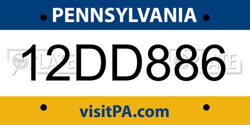 12DD886 Pennsylvania License Plate
