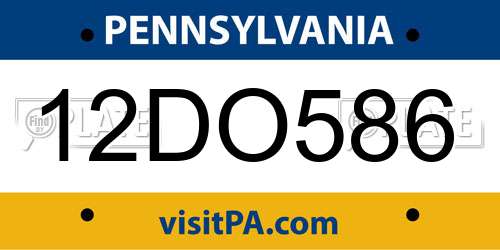 12DO586 Pennsylvania License Plate