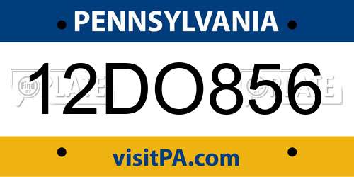 12DO856 Pennsylvania License Plate
