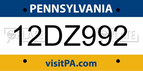 12DZ992 Pennsylvania License Plate