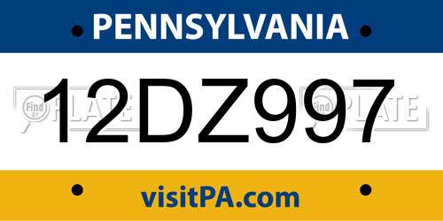 12DZ997 Pennsylvania License Plate