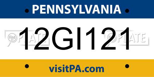 12GI121 Pennsylvania License Plate