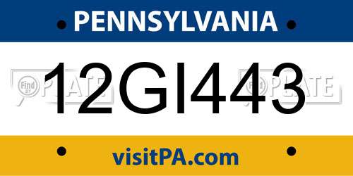 12GI443 Pennsylvania License Plate