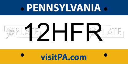12HFR Pennsylvania License Plate