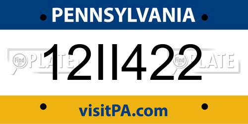 12II422 Pennsylvania License Plate