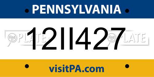 12II427 Pennsylvania License Plate