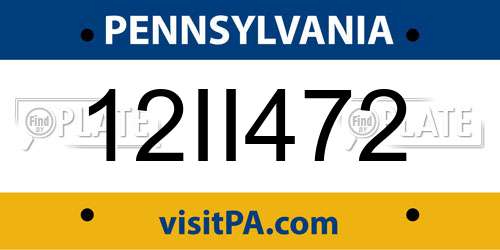 12II472 Pennsylvania License Plate