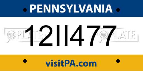 12II477 Pennsylvania License Plate