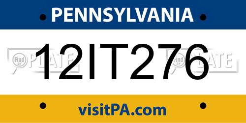 12IT276 Pennsylvania License Plate
