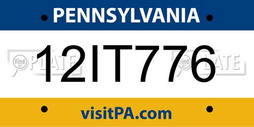 12IT776 Pennsylvania License Plate