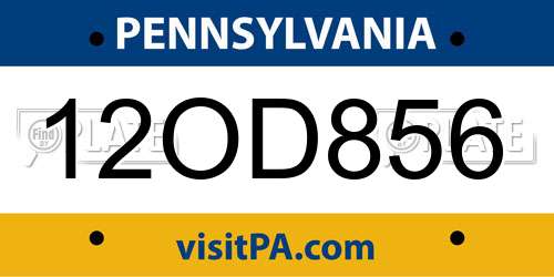 12OD856 Pennsylvania License Plate