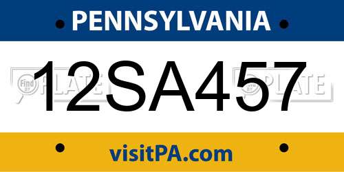 12SA457 Pennsylvania License Plate