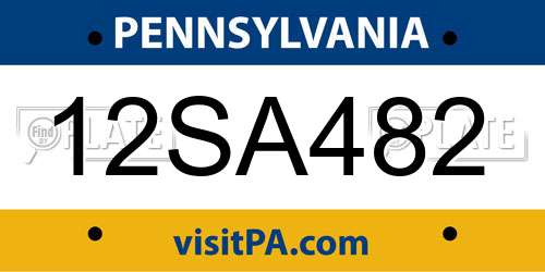 12SA482 Pennsylvania License Plate