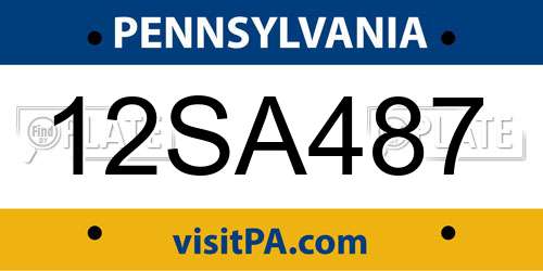 12SA487 Pennsylvania License Plate