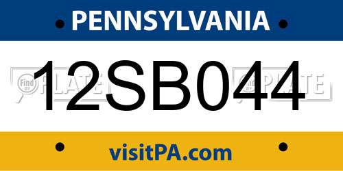 12SB044 Pennsylvania License Plate
