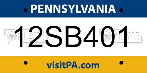 12SB401 Pennsylvania License Plate