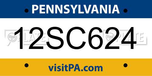 12SC624 Pennsylvania License Plate