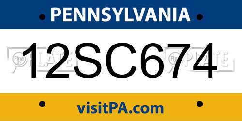 12SC674 Pennsylvania License Plate