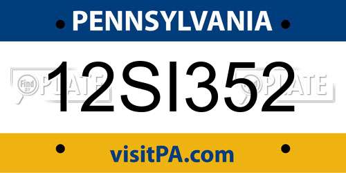 12SI352 Pennsylvania License Plate