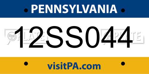 12SS044 Pennsylvania License Plate